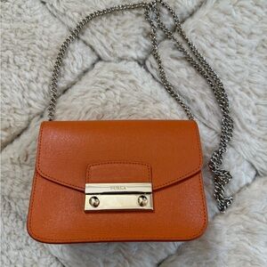 Furla Orange Leather Chain bag